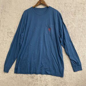 NWOT Lands' End Men's XL Long-Sleeve Shirt Bird Pocket Print Blue Cotton